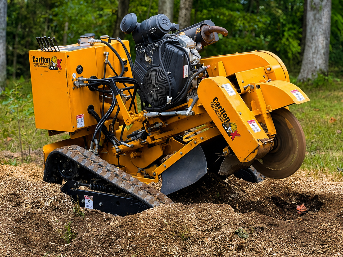 Yellow stump grinder working